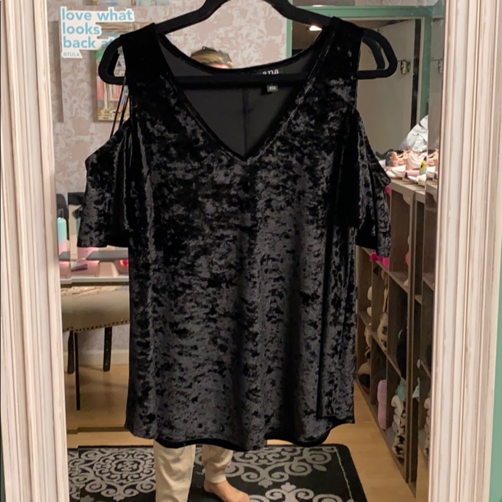 ANA Velvet Cold Shoulder Top